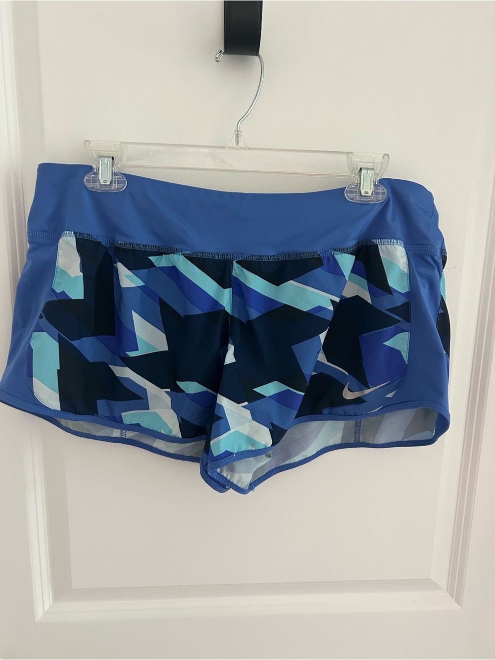 Nike Blue Geo-Pattern Women’s Athletic Shorts